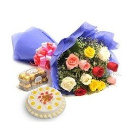 GET WELL GIFT  FLOWERS WITH CAKE AND CHOCOLATE