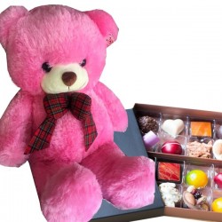 CHOCOLATE IN BOX WITH TEDDY BEAR SIZE  60 CM