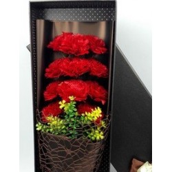 red carnations flowers in box