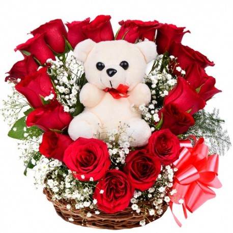 flower valentine teddy bear