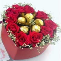 12 red roses with chocolate