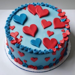 BLUE RED HEART CAKE 1500 gram